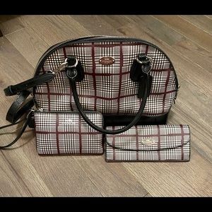 Coach glen plaid purse with wallet/wristlet